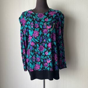 CB‎ sz M Made in U.S. floral Vintage blouse